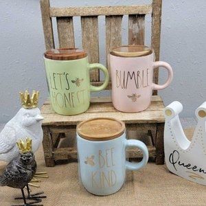 Rae Dunn Pastel Mugs Set - Green, Pink, Blue